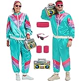 80s 90s Tracksuit for Men Women Retro Hip Hop Outfit Track Suit Windbreaker Set for Couples Costume
