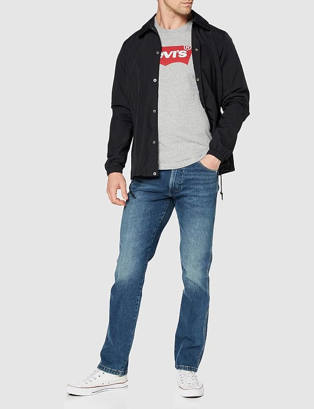 Herren Graphic Set-In Neck T-Shirt, Batwing Logo, Grey, M