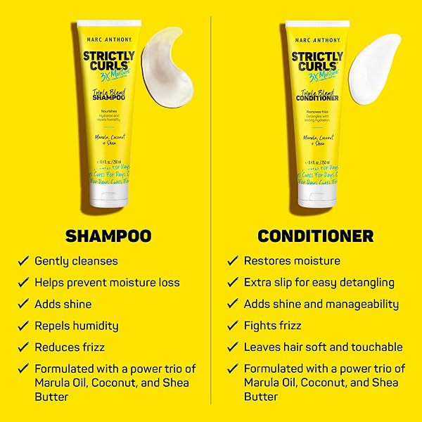 MARC ANTHONY SHAMPOO & CONDITIONER SET FOR CURLY HAIR, STRICTLY CURLS – DEEP MOISTURIZING & HYDRATING SHAMPOO & CONDITIONER FOR CURL DEFINITION, ADDED SHINE – HAIR PRODUCTS REDUCES FRIZZ