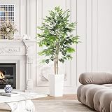 YOLEO 6ft Ficus Tree with White Planter Indoor Fake Plant Decor view 8