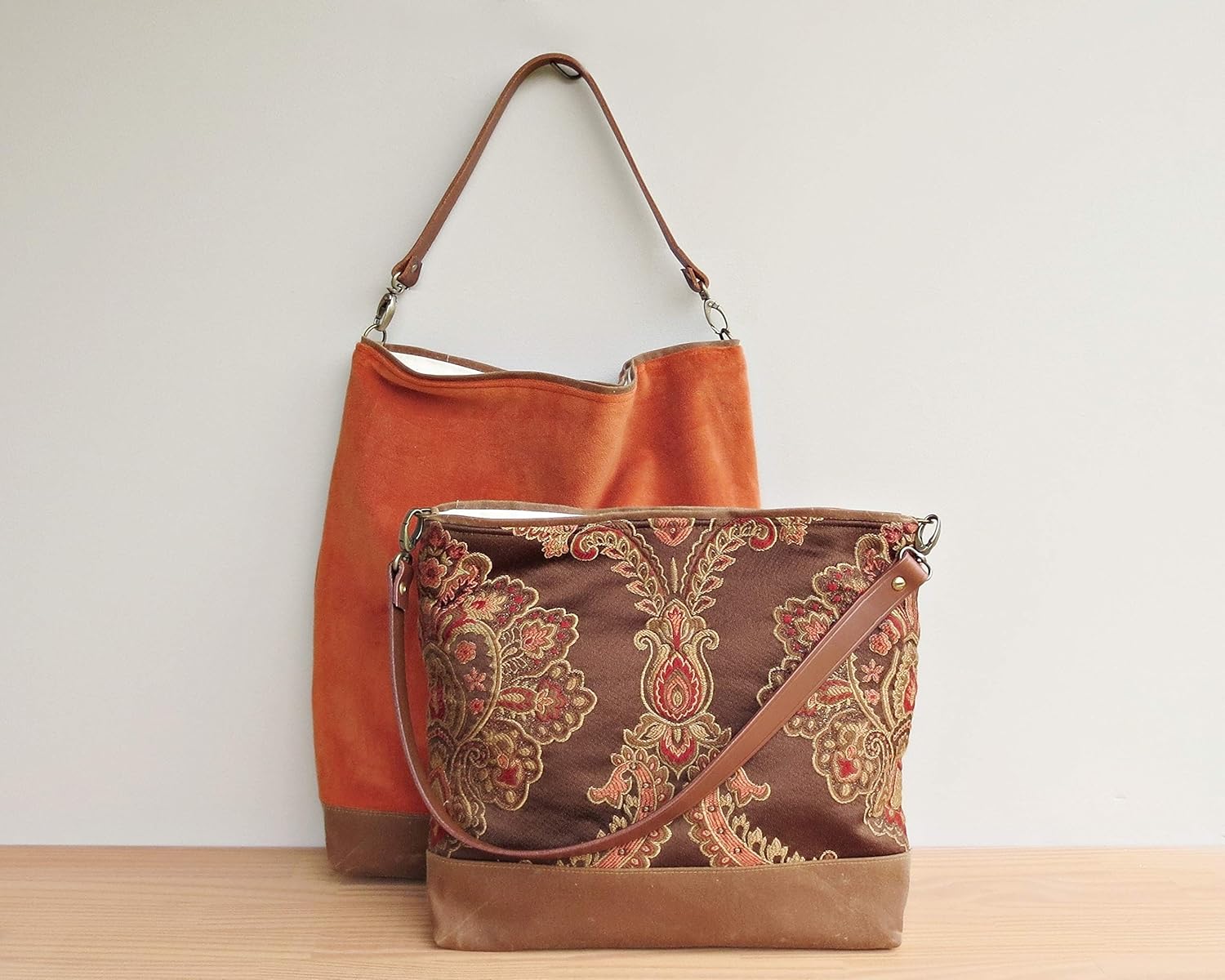 burnt orange tote bag