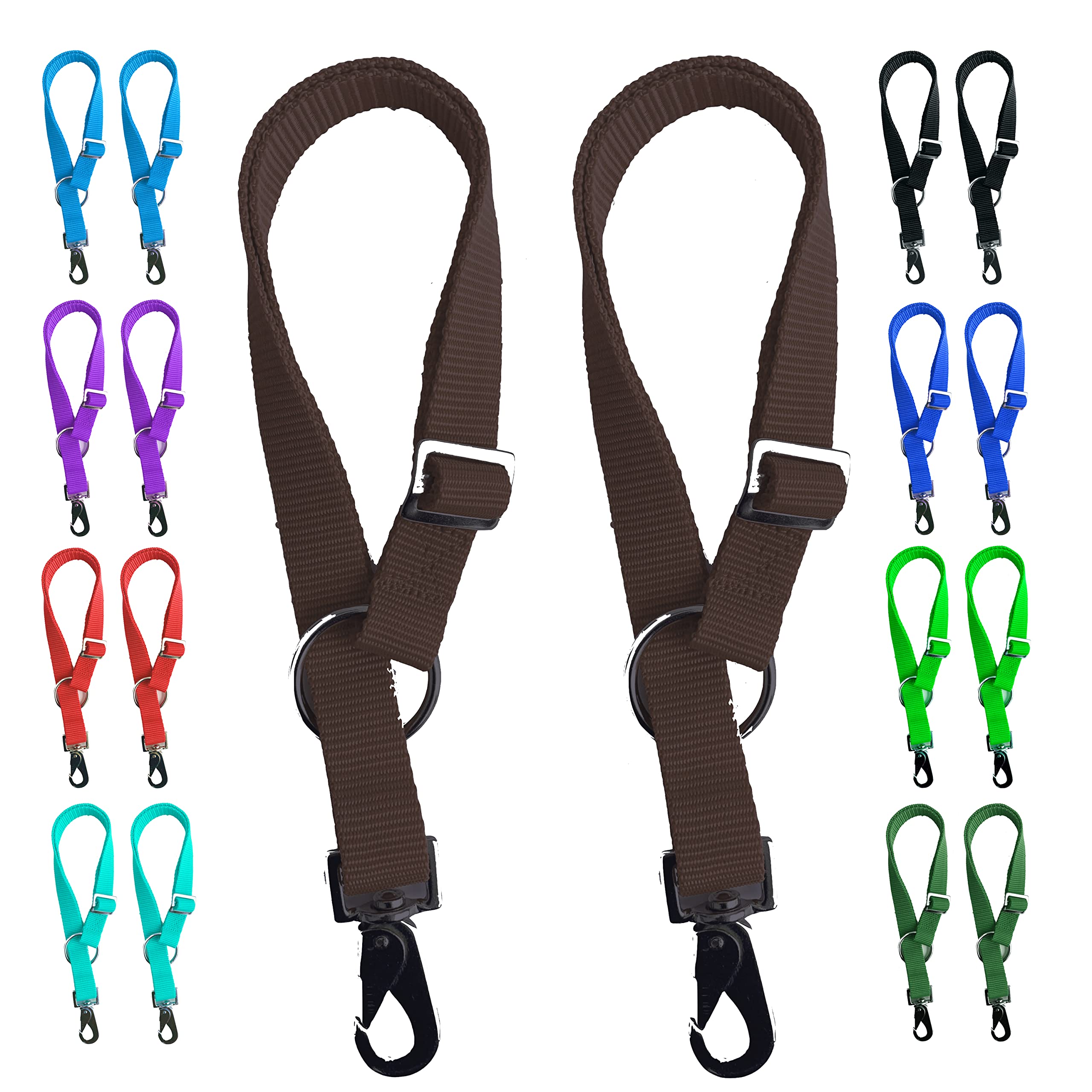 Majestic Ally Pack of 2 Horse Water Bucket Strap Hangers - Adjustable 18” to 30” length – Practical and Easy Design for Indoor or Outdoor Use (Chocolate)