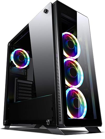 SaharaGaming P35 ATX Case w/ Tempered Glass 4x 12cm Duo Ring Fans PWM Hub