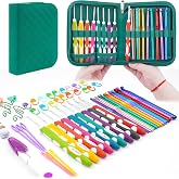 Hobekoee 23 Sizes Crochet Hooks Set with Case | 2mm-10mm Ergonomic Crochet Needles for Arthritic Hands,Complete Crochet Kit for Beginners and Experiencer