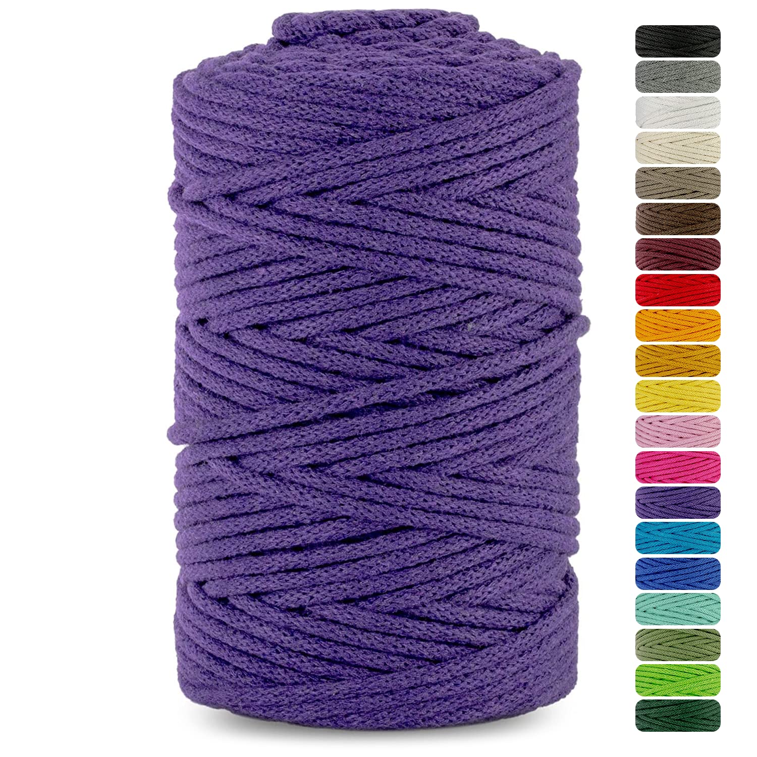 Netuno 1x Macrame Cord Braided Macramé Yarn Purple 5 mm x 100 m 0,2 inch x 3 937 inch Natural Twine String Cotton Cord Ideal Project Hanging Baskets DIY Handbags Decoration