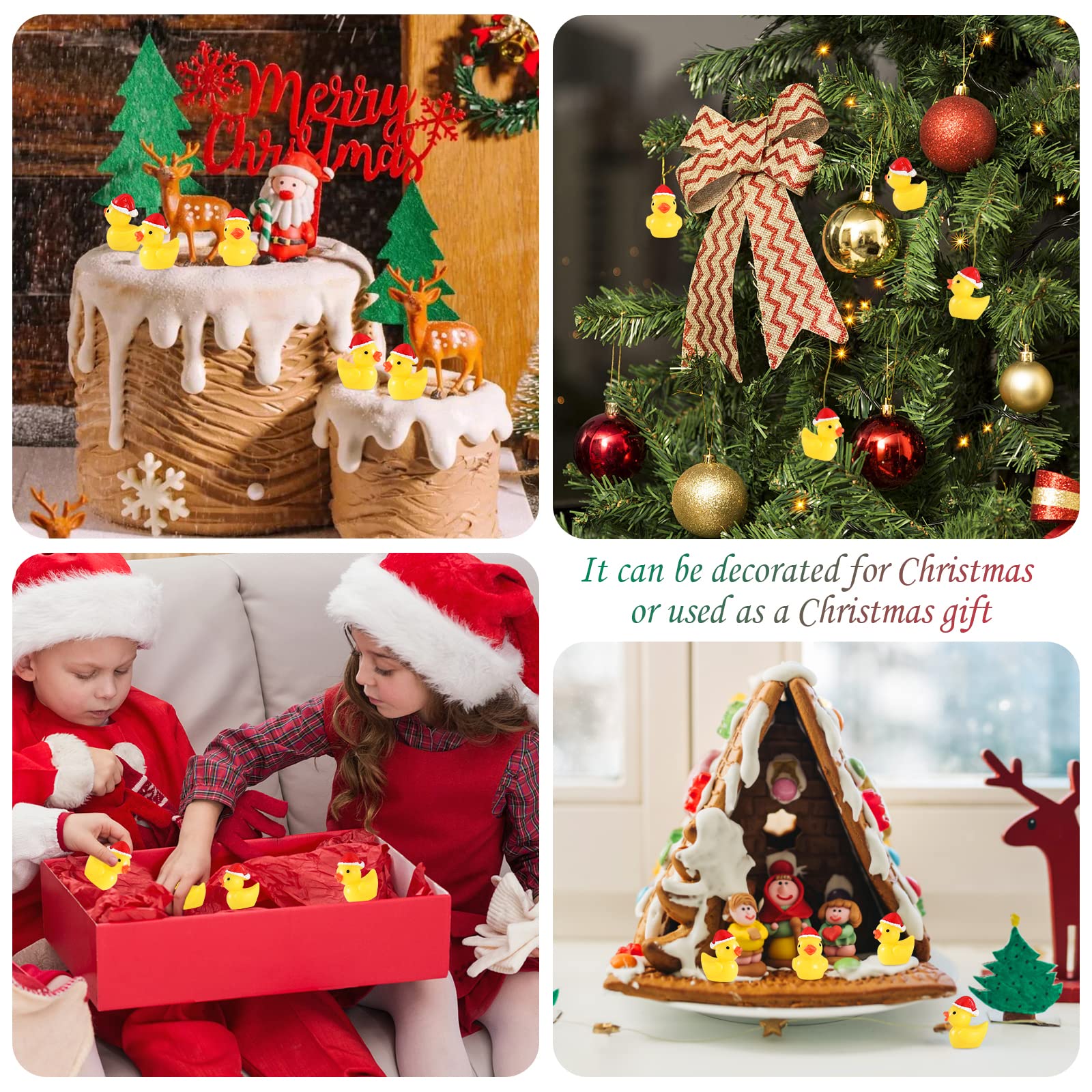 50Pcs Mini Resin Ducks, Mini Christmas Ducks Miniature Duck Figures Ornament for Craft, Dollhouse, Garden Decoration, Home Decorations Christmas Party Favors Gift