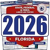 2026 Florida State and Federal Labor Law Poster - English Spanish Combo - OSHA Workplace Compliant - Mandatory Regulations Posting for Employees - All-In-One Required Compliance Posting 17" x 40" Laminated (English Spanish Combo)