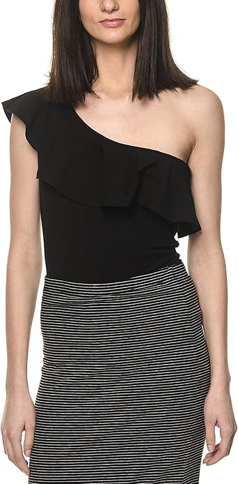 one shoulder ruffle bodysuit