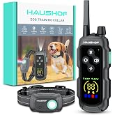 HAUSHOF Shock Collar for Dog, 4000 FT Dog Training Collar with Remote | Dog Training Collar with Light, IP67 Waterproof, Two-Way Communication, 4 Modes - Light, Warning, Vibration, Beep, 1 Collar