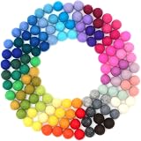 Glaciart One Handmade Wool Felt Pom Poms (400pcs) - 1cm, 40 Colors - Ideal For Felting And Garlands