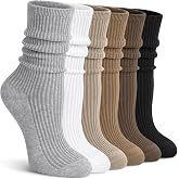 YSense 6 Pairs Cotton Crew Socks for Women Long Boot Socks | Neutral Aesthetic Casual Athletic Socks, Cute Stocking Stuffers Gifts for Women Girls