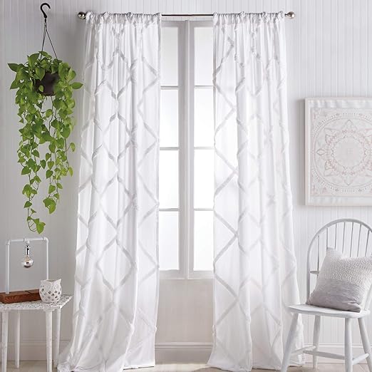 Amazon Com Peri Home Chenille Lattice Sheer Back Tab Single