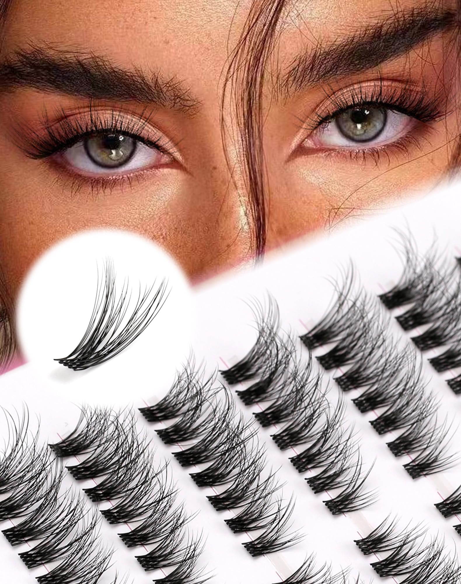 Jiocolor Cat Eye Lashes Clusters Natural Eyelash Clusters Wispy Cluster Eyelash Extensions C Curl Individual Lashes 7 Pairs — image 1