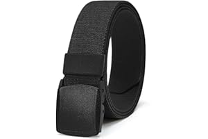 CHAOREN Nylon Elastic Belt Men, 1.5" Stretch Mens Belt with Plastic Buckle TSA Approved, Tactical Belt for Work Casual Jeans