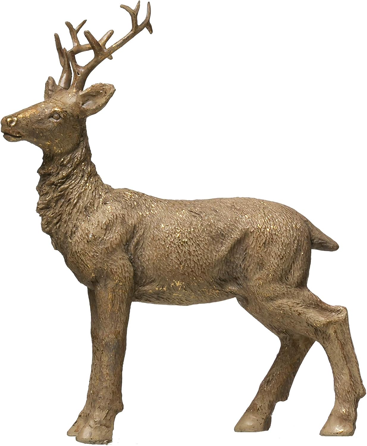 Creative Coop Resin Standing Figurine Deer, Gold Finish