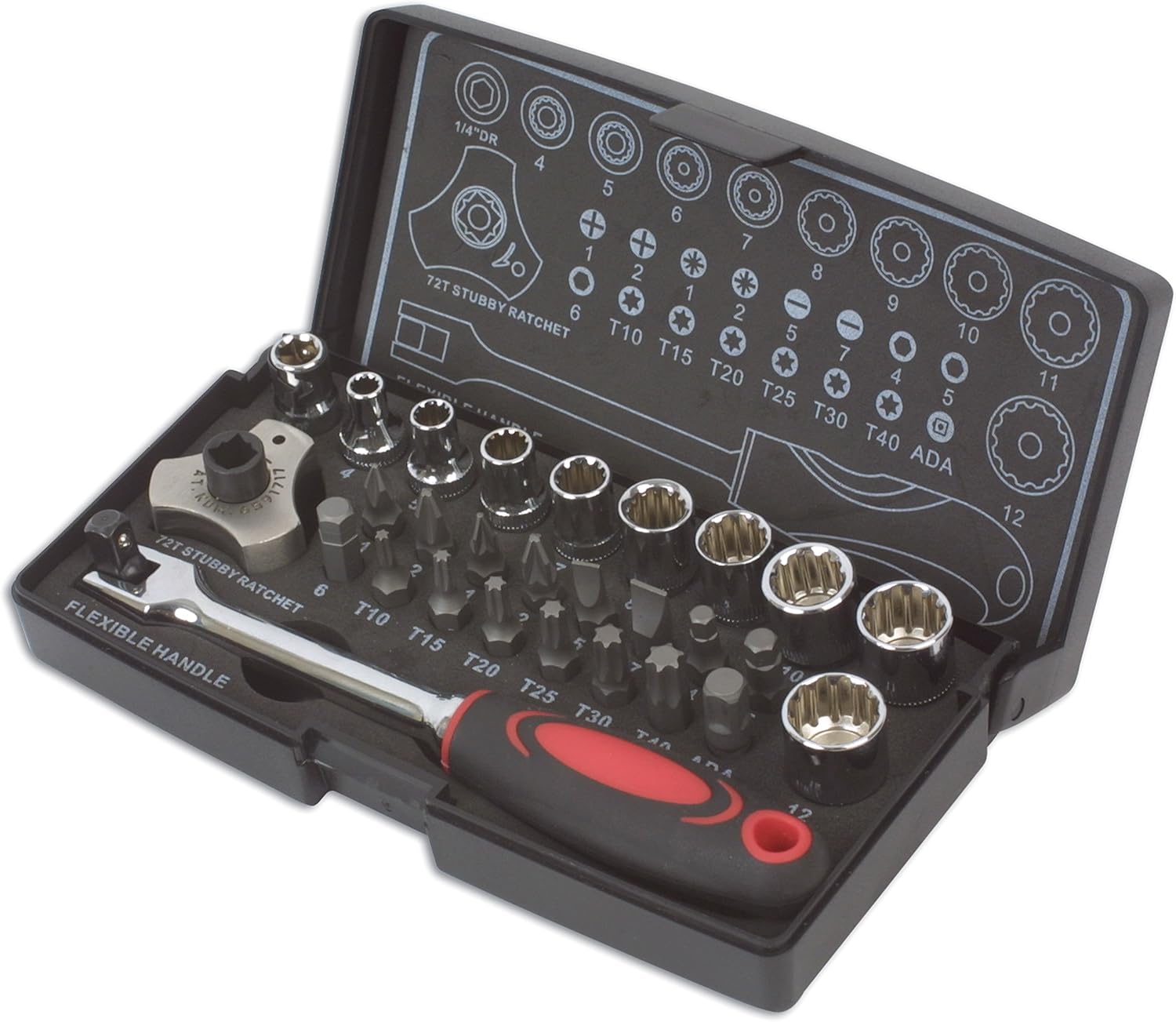 Laser 3925 Alldrive Socket & Bit Set 1/4"D 28pc, 1/4 inches
