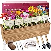 5 Indoor Flowers Growing Kit for Beginners, Complete Planting Starter Set with Zinnia, Cosmos, Sunflower, Marigold, Cornflower Seeds, Unique Gardening Gifts for Women & Men