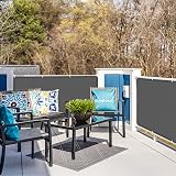 LOVE STORY Balcony Privacy Screen 75x300cm Waterproof PES UV Protection Charcoal view 4