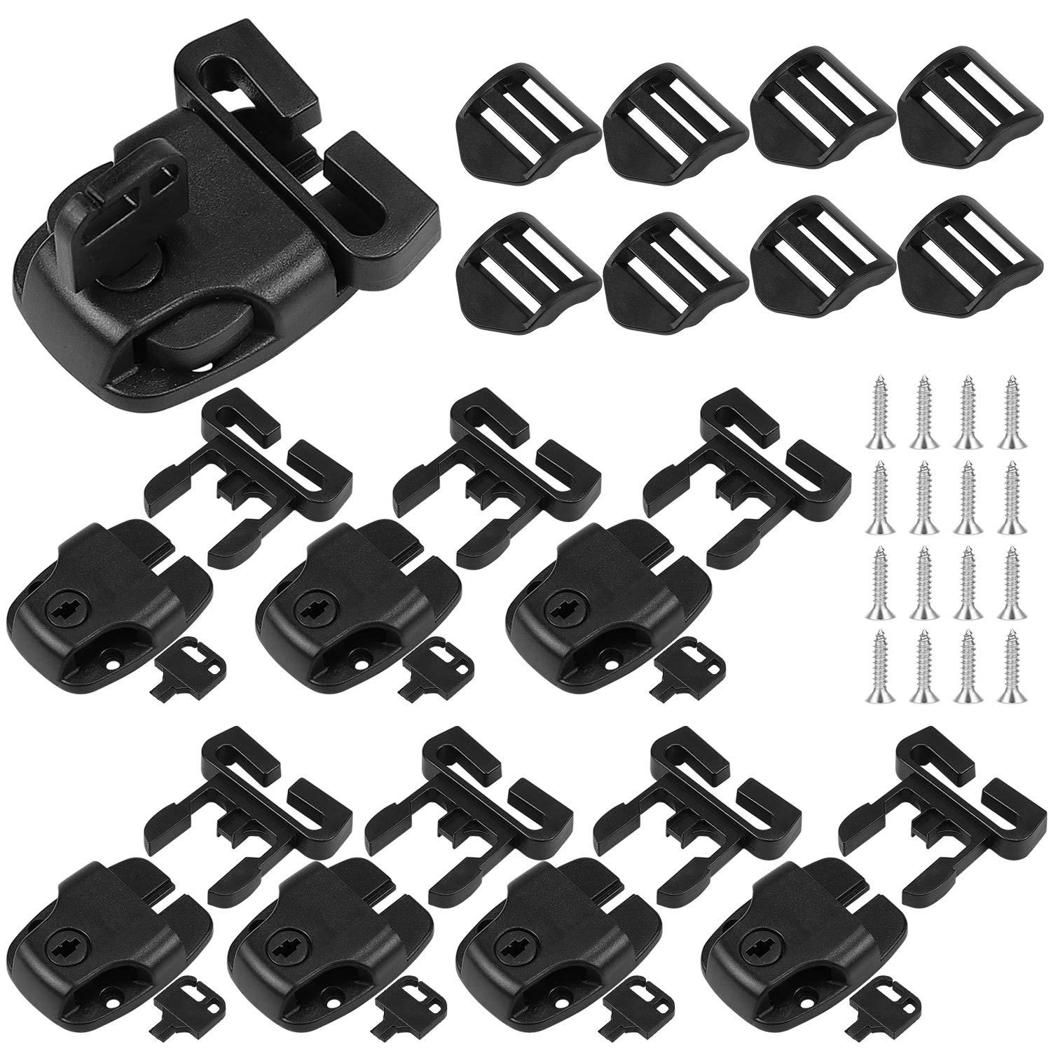 Hysagtek 8 Set Spa Hot Tub Cover Clips Buckles Clips Replace Latches Clip Lock with Keys and Hardwares Buckles Replacement, Black