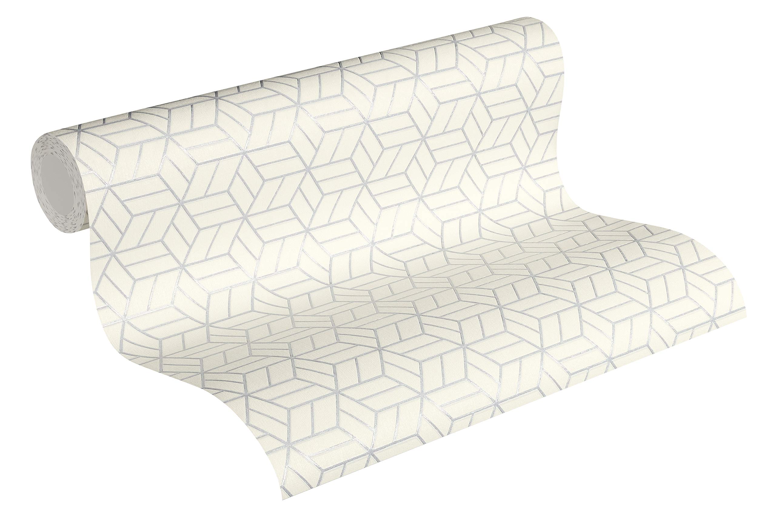 Livingwalls Geometric Wallpaper Metropolitan Stories Non-Woven Lizzy - London 10.05 m x 0.53 m Silver Grey White Made in Germany 369203 36920-3
