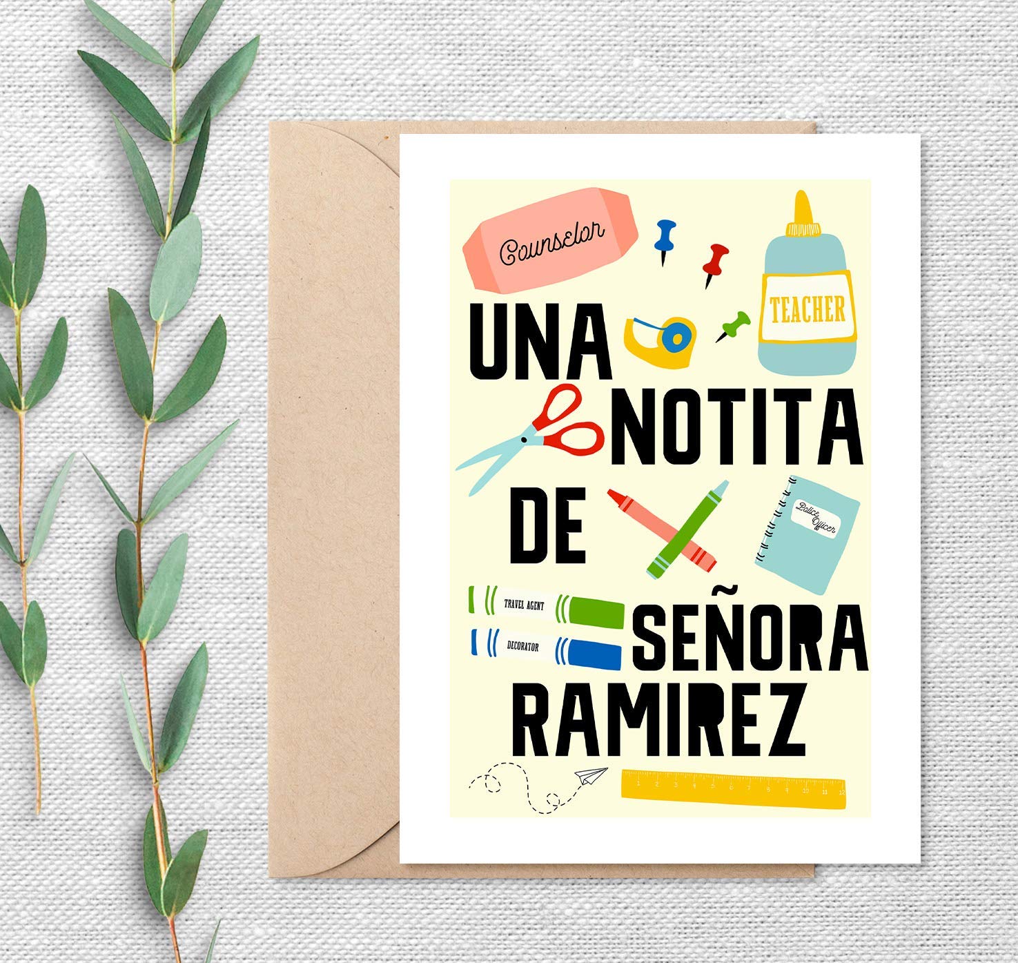 Set of 10 Personalized Teacher Stationary with Envelopes in