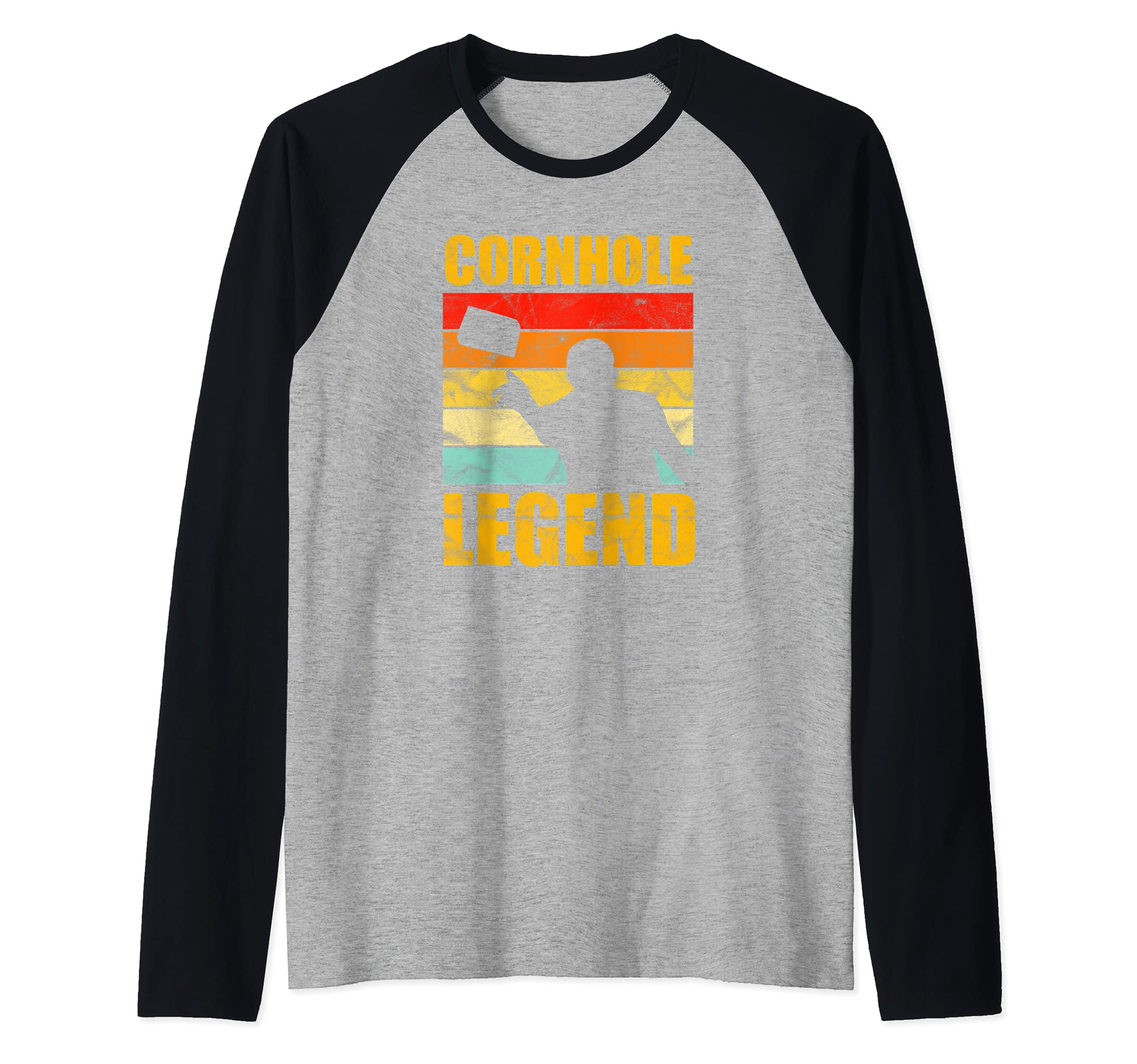 Cornhole Legend Vintage Retro Team Tournament Raglan Baseball Tee