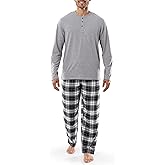 IZOD mens Jersey Henley and Flannel Pant Set