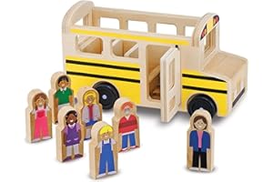 Melissa & Doug School Bus Wooden Play Set with 7 Play FiguresSchool Bus Toys for Kids, Classic Toddler Toys for Kids