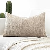 OTOSTAR Set of 1 Textured Boucle Throw Pillow Covers Lumbar Pillow Cases Cozy Soft Decorative Couch Cushion Case for Chair Sofa Bedroom Living Room Home Decor 16 x 24 Inch, Camel