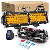 Nilight Led Light Bar 2PCS 6.5 Inch Amber 120W Spot