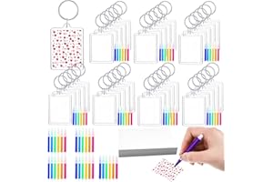 Batiyeer 72 Pcs DIY Keychain Making Kit for Father's Day Classroom Crafts, Keychain Maker Kit Classroom Paint Art DIY Gift(Rectangle)