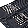 Transon Artist Detail Paint Brushes with Case 15pces for Model Miniature Painting Dark Brown