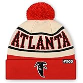 FOCO NFL Unisex-Adult NFL Retro Team Logo Heritage Stripe Pom Beanie Hat