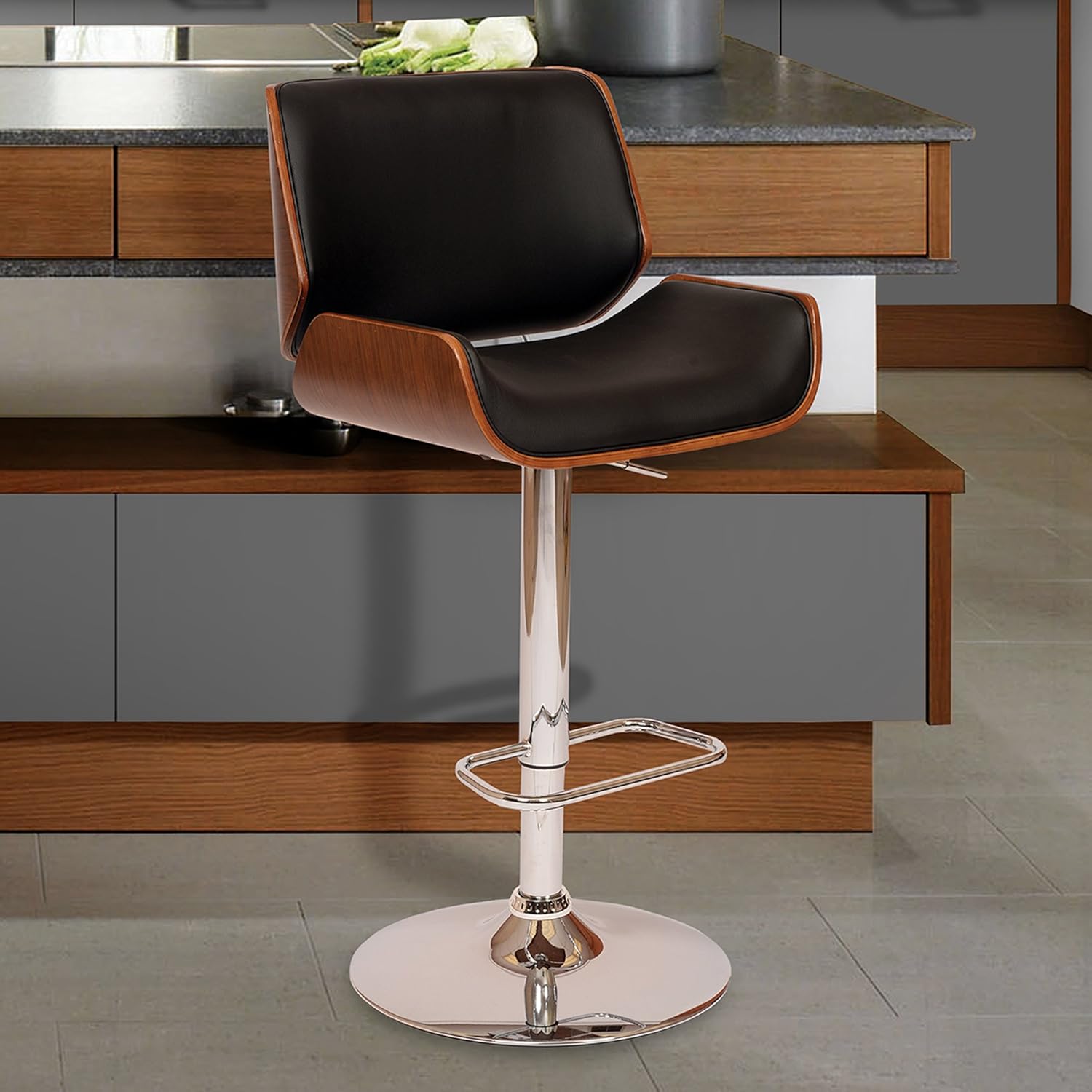 Best home living modern black leather adjustable bar stool