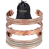 Coppervast Copper Bracelets- for Men and Women| Set of 3 with Gift Bag |Handmade 100% Copper
