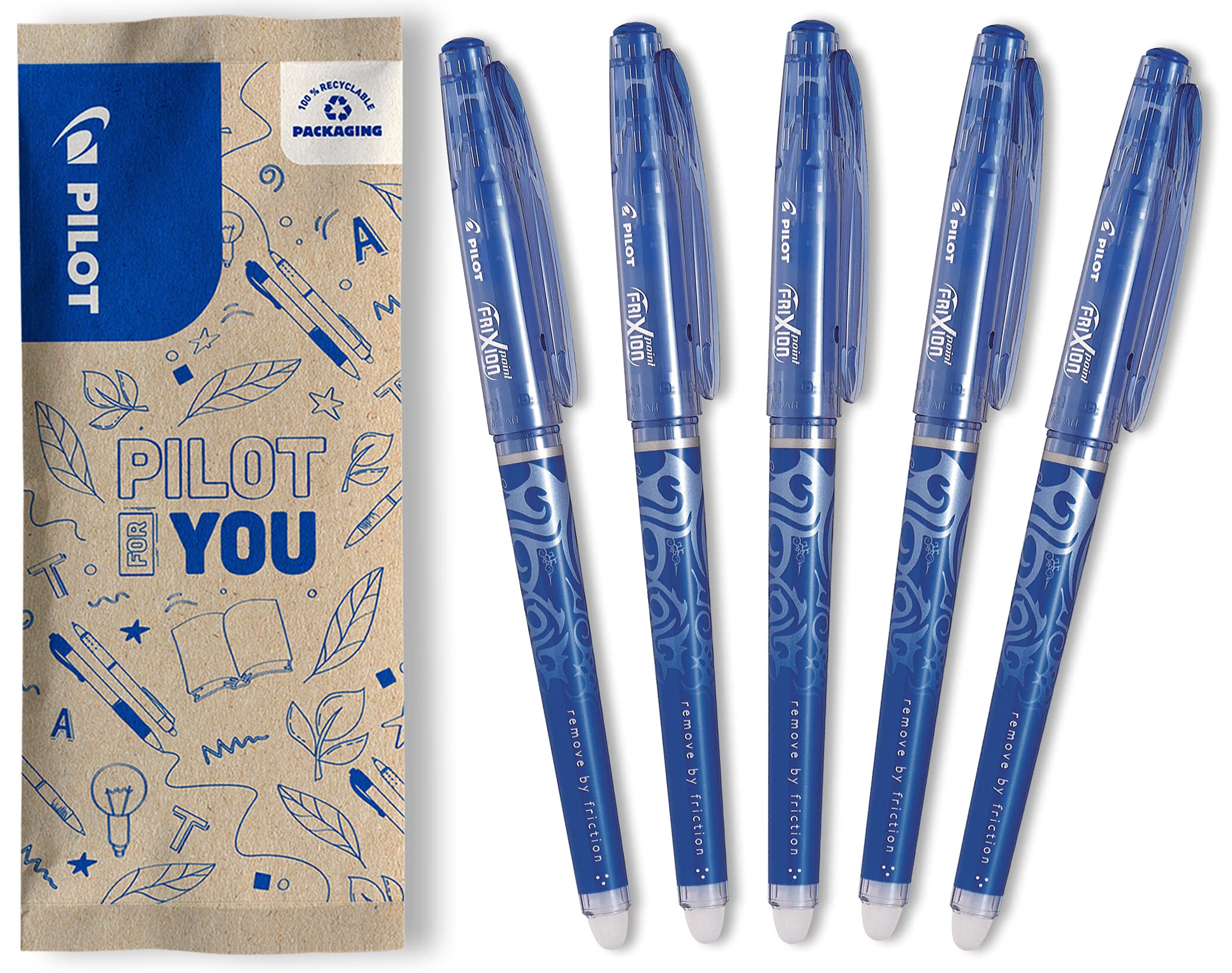 Pilot FLW538608 Frixion Point Erasable Rollerball Tip - Blue (Pack of 5)