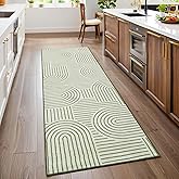 ROYHOME Modern Rug 2x6 Runners for Hallways, Abstract Kitchen Runner Rugs Non Slip Bath Runners, Rainbow Washable Runners Rug for Bedroom, Soft Long Rugs for Entryway Bathroom Laundry Dorm, Green