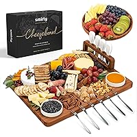Smirly Charcuterie Board Set - Large Bamboo Cheese Board for Serving - House Warming Gifts New Home, Wedding & Bridal Shower 