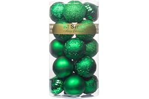 KI Store Green Christmas Balls 20pcs 3.15-Inch Christmas Tree Decoration Ornaments for Xmas Tree Holiday Wreath Garland Decor Ornaments Hooks Included