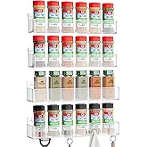 Nieifi Spice Rack Wall Mount, 4 Pack, Clear, Screw or Adhesive Installation, Spice Rack Organizer for Your Kitchen Cabinet or Pantry Door