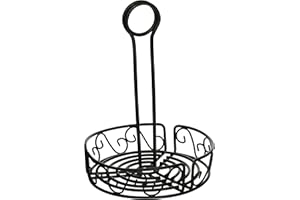 Winco WBKH-6R Round Wire Condiment Caddy, 6.25-Inch, Black