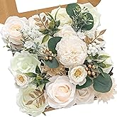 Serwalin Artificial Flowers White Peony Flowers Fake Wedding Flowers Cake Flowers for Wedding Bouquets Bridal Shower Centerpieces Floral Arrangements Party Decor