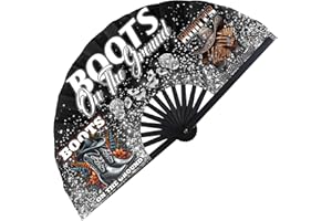 Xtuleath Boots On The Ground Hand Fan,Where Them Fans At Folding Fans,Clapping Clacking Fans For Line Dancing Unique Oriainal Pattern for Party Props Perfect Gifts for Line Dance Lover (Style 1)
