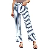 luvamia Striped Jeans for Women Wide Leg High Waisted Trendy Patch Pockets Stretchy Denim Pants Casual Trouser Jeans