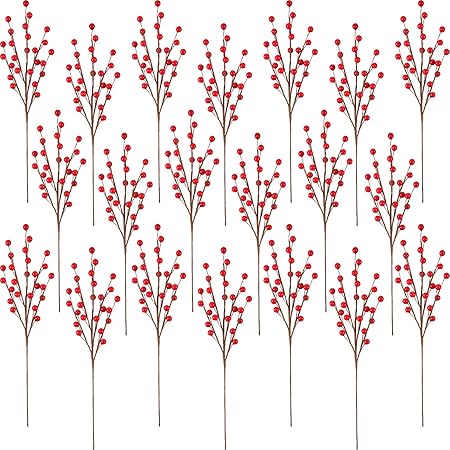 Immagini Agrifoglio Di Natale.Set Di 20 Bacche Di Agrifoglio Artificiale Di Natale Ramoscello Fiori Artificiali Bacche Invernali Mazzo Di Bacche Finte Grappolo Per Decorazioni Albero Di Natale E Diy Artigianato Amazon It Casa E Cucina