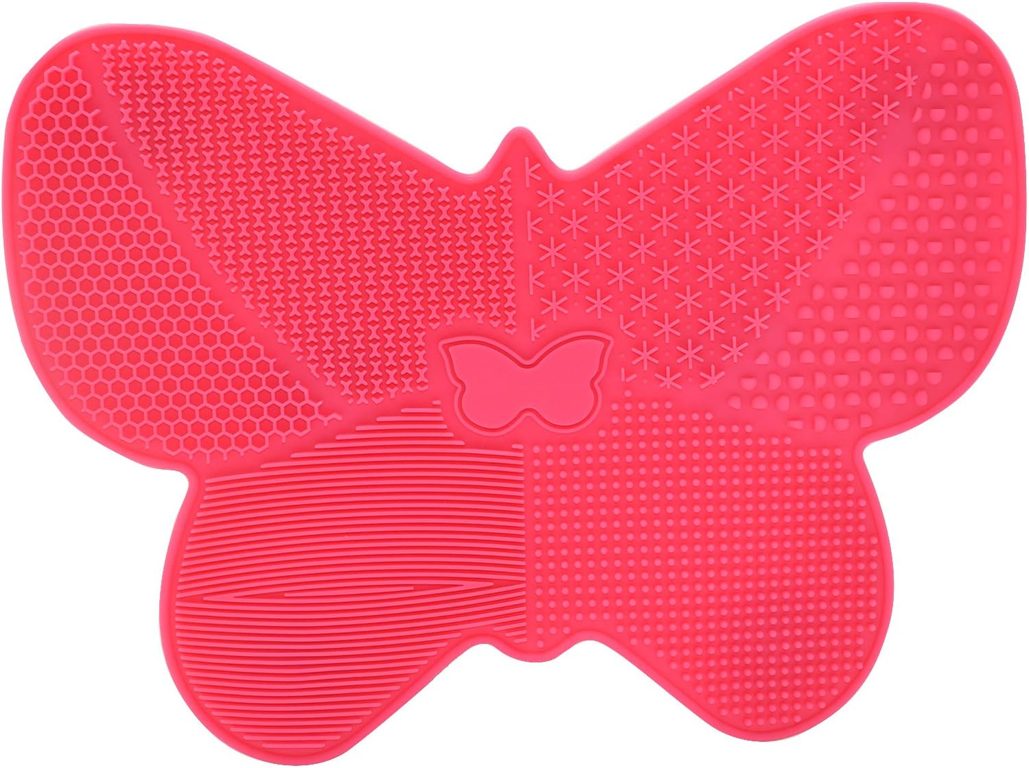 Dolovemk Makeup Brush Cleaning Mat,Beauty Sponge Blender Cleanser Pad,Silicone Makeup Cleaning Brush Scrubber Mat Butterfly-Shaped,Portable Washing Tool Scrubber with Suction Cup(Red)