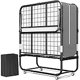 Greenvelly Folding Bed with 5 Inch Mattress, 75” x 38” Portable Rollaway Bed with Memory Mattress and Metal Frame for Adults,Guest, Twin Size,Cot Size