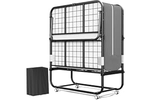 Greenvelly Folding Bed with 5 Inch Mattress, 75” x 38” Portable Rollaway Bed with Memory Mattress and Metal Frame for Adults,Guest, Twin Size,Cot Size