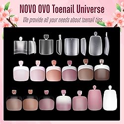 NOVO OVO Fake Toe Nail Tips Press on, French Tip