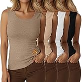 Velvelhall 4 Pcs Thermal Tank Tops for Women Fleece Lack Hem Sleeveless Underwear Scoop Neck Warm Camisole Base Layer Vest